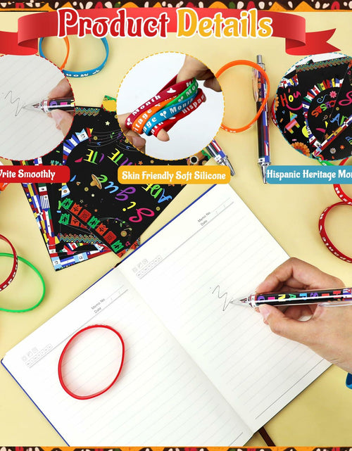Load image into Gallery viewer, MUOUAKATE 90 Pcs Hispanic Month Party Favors Silicone Bracelets Pens
