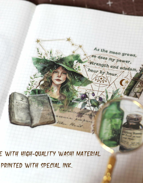 Load image into Gallery viewer, VISUMCIP Witch Stickers 10 Sheets Pre-Cut Journaling Washi Scrapbooking Magic
