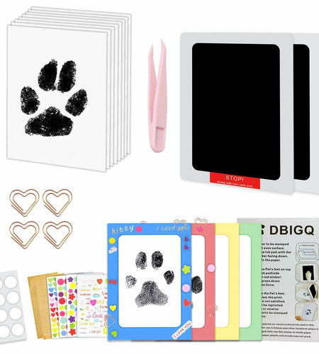 DBIGQ Dog Paw Print Kit Mess-Free Inkless Stamp Pad 2 Medium Black