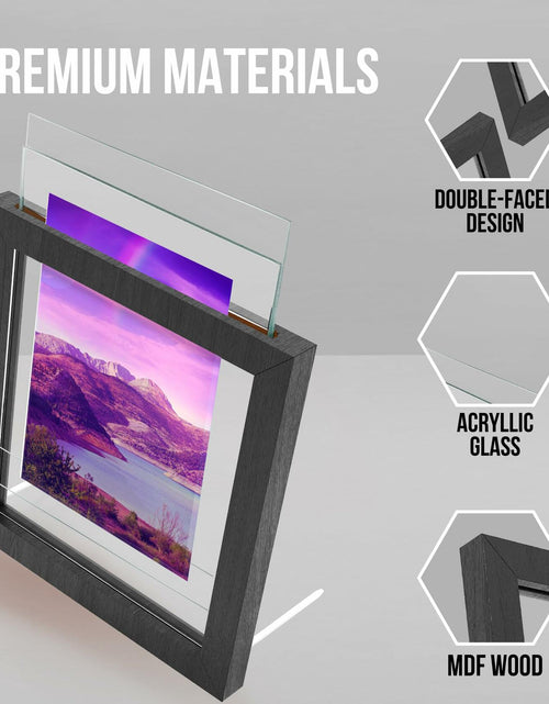 Load image into Gallery viewer, Latile Floating Picture Frames 3 Pc Glass Large Square Black UV Protection
