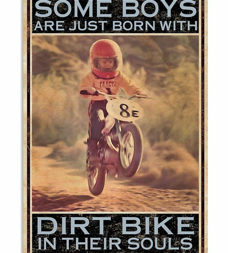 Licpact Metal Wall Sign Dirt Bike Art Retro Black 8x12 Inches