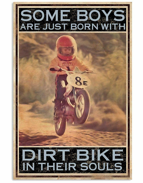 Load image into Gallery viewer, Licpact Metal Wall Sign Dirt Bike Art Retro Black 8x12 Inches
