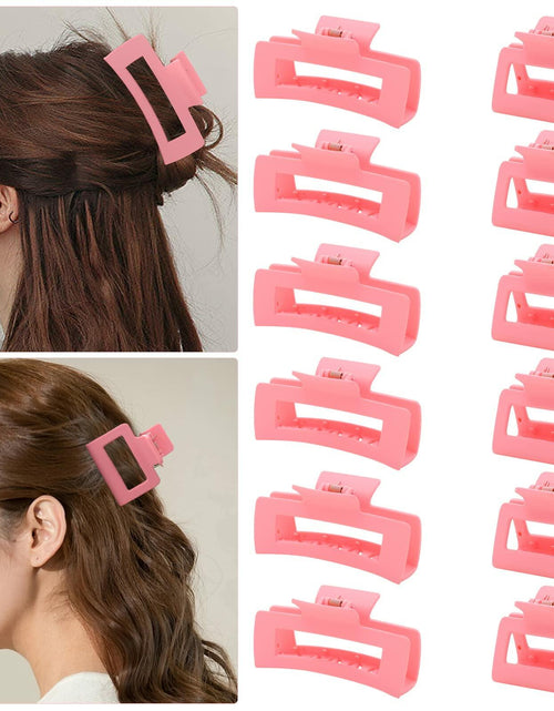 Load image into Gallery viewer, Alemaky 12 Pack Pink Square Rectangle Hair Claw Clips Non-slip Matte OPEN BOX

