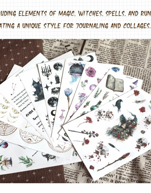 Load image into Gallery viewer, VISUMCIP Witch Stickers 10 Sheets Pre-Cut Journaling Washi Scrapbooking Magic
