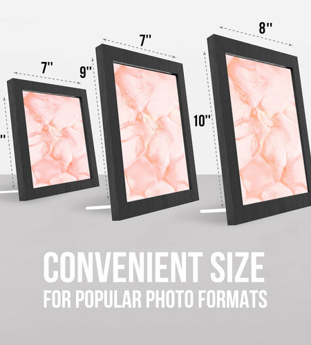 Latile Floating Picture Frames 3 Pc Glass Large Square Black UV Protection