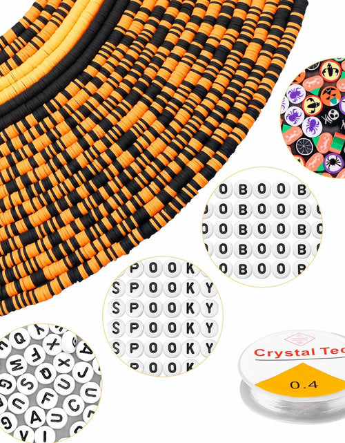 Load image into Gallery viewer, Suncalla 7108 Pcs Halloween Polymer Clay Beads Kit 6mm Orange Black 20 Strings
