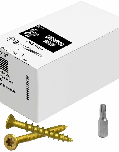 Load image into Gallery viewer, Decking Screws #9 3in Gold 100pcs Long Star Head Wood to Wood Screws
