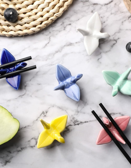 Load image into Gallery viewer, 12 Pack Ceramic Chopstick Rest Porcelain Crane Tableware Holders

