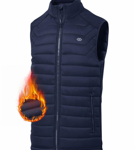 MoFiz Men's Puffer Vest Jacket Windbreak Zipper Sleeveless Navy Size XL