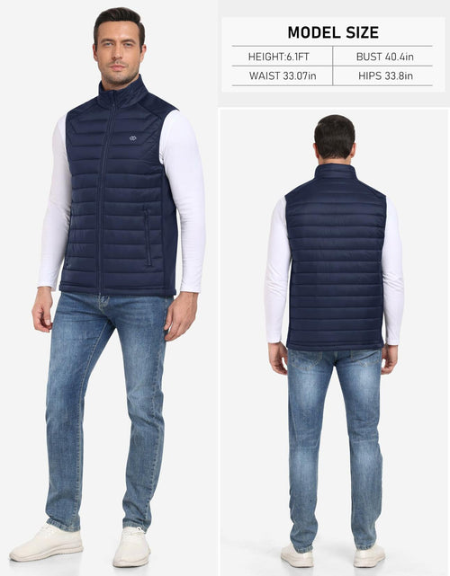 Load image into Gallery viewer, MoFiz Men's Puffer Vest Jacket Windbreak Zipper Sleeveless Navy Size XL

