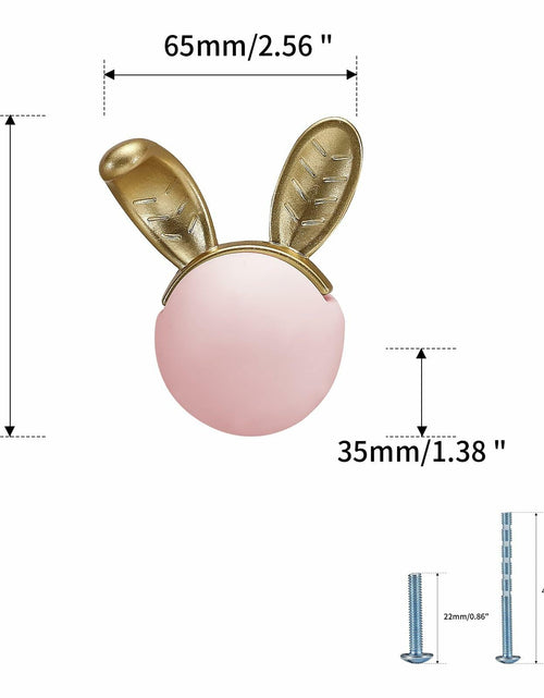 Load image into Gallery viewer, Evionlin 2pcs Pink Rabbit Ceramic Cabinet Knobs Drawer Pulls Kids Room
