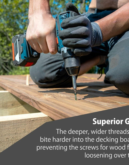 Load image into Gallery viewer, Decking Screws #9 3in Gold 100pcs Long Star Head Wood to Wood Screws
