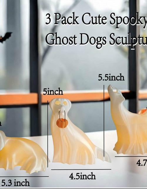 Load image into Gallery viewer, Roowest Light Up Halloween Ghost Dog Figurines Set of 3 White
