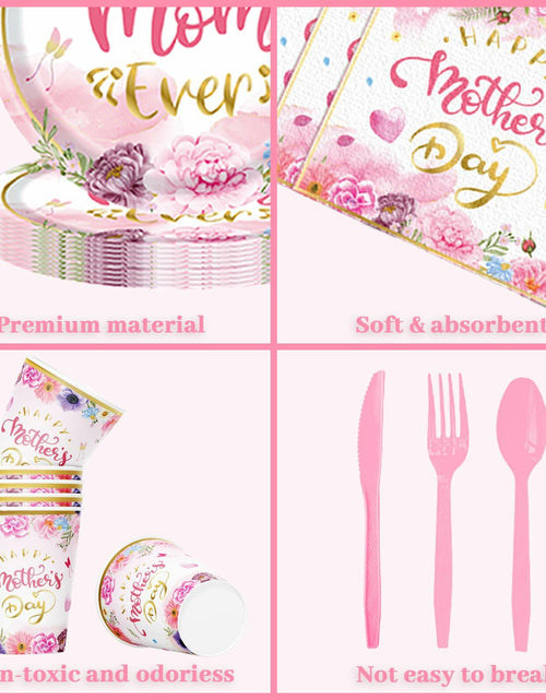 Load image into Gallery viewer, Janinus 162PCS Mothers Day Party Supplies Banner Tablecloth Heart Floral
