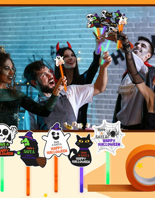 Load image into Gallery viewer, Realspring 24 Pcs Halloween Glow Sticks Purple Green Orange 0.4x7.8 Inch
