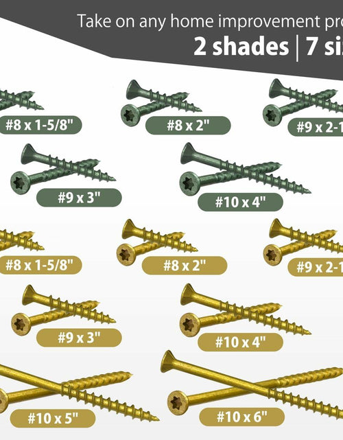 Load image into Gallery viewer, Decking Screws #9 3in Gold 100pcs Long Star Head Wood to Wood Screws
