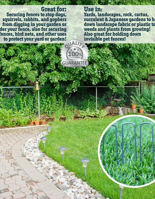 Load image into Gallery viewer, The 5 Star Collection 100 Galvanized Landscape Staples Heavy Duty Garden Stakes
