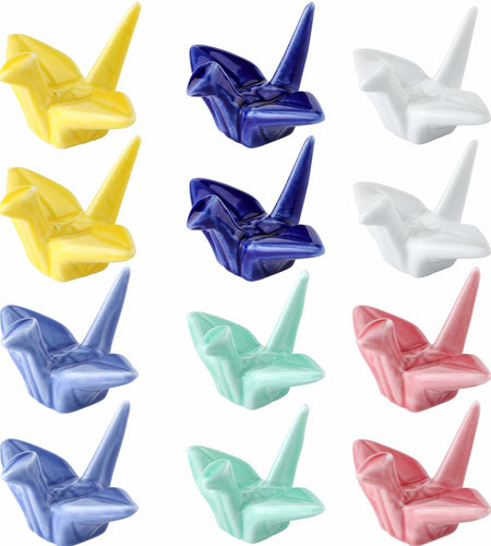 12 Pack Ceramic Chopstick Rest Porcelain Crane Tableware Holders