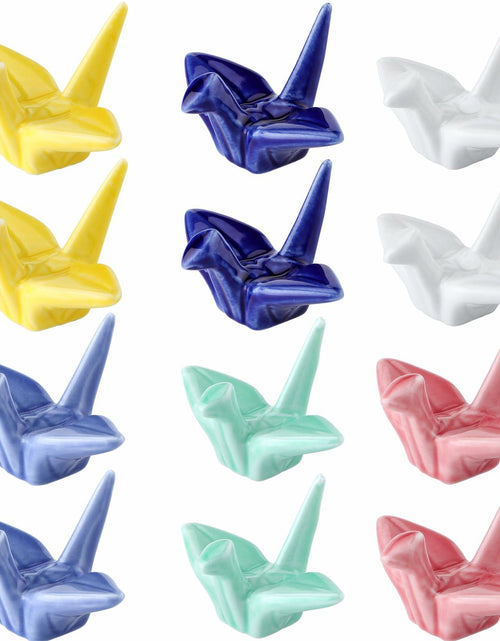 Load image into Gallery viewer, 12 Pack Ceramic Chopstick Rest Porcelain Crane Tableware Holders
