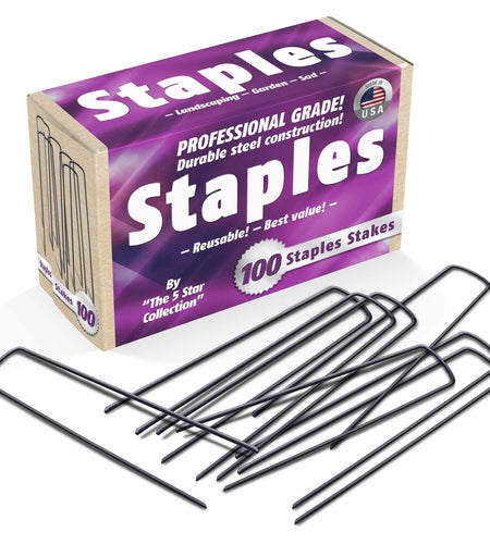 The 5 Star Collection 100 Galvanized Landscape Staples Heavy Duty Garden Stakes