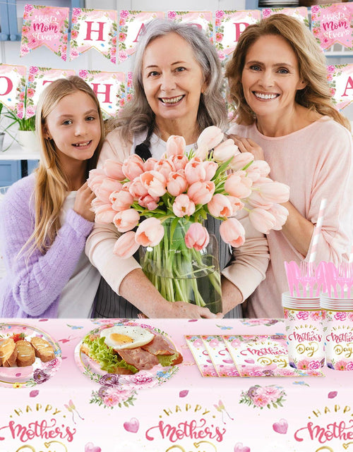 Load image into Gallery viewer, Janinus 162PCS Mothers Day Party Supplies Banner Tablecloth Heart Floral
