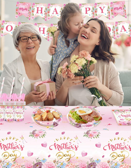 Load image into Gallery viewer, Janinus 162PCS Mothers Day Party Supplies Banner Tablecloth Heart Floral
