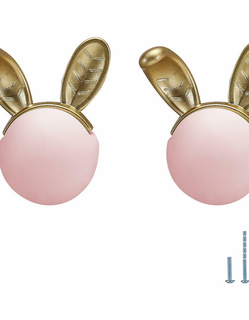 Load image into Gallery viewer, Evionlin 2pcs Pink Rabbit Ceramic Cabinet Knobs Drawer Pulls Kids Room
