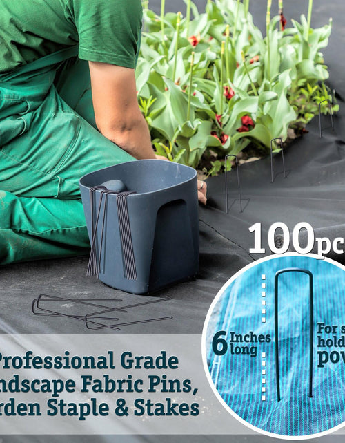 Load image into Gallery viewer, The 5 Star Collection 100 Galvanized Landscape Staples Heavy Duty Garden Stakes

