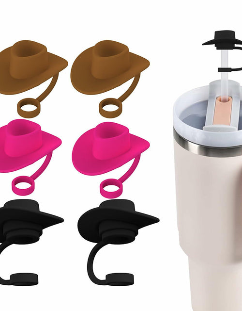 Load image into Gallery viewer, Zhoxod 6PCS Silicone Straw Covers Caps for 40oz Stanley Cups Cowboy Hat Color
