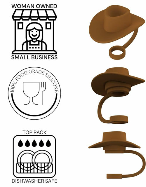 Load image into Gallery viewer, Zhoxod 6PCS Silicone Straw Covers Caps for 40oz Stanley Cups Cowboy Hat Color

