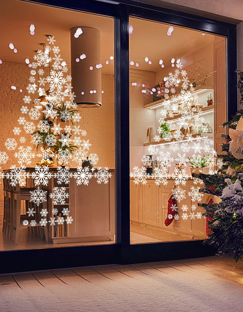 Load image into Gallery viewer, Uorybwanai 138Pcs Christmas Window Stickers Snowflakes Xmas Decals White
