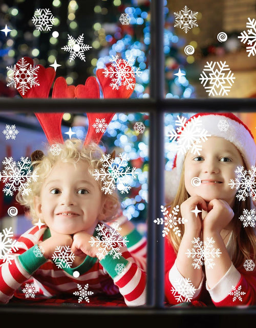 Load image into Gallery viewer, Uorybwanai 138Pcs Christmas Window Stickers Snowflakes Xmas Decals White
