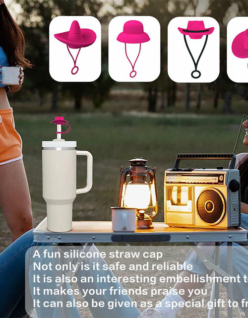 Load image into Gallery viewer, Zhoxod 6PCS Silicone Straw Covers Caps for 40oz Stanley Cups Cowboy Hat Color
