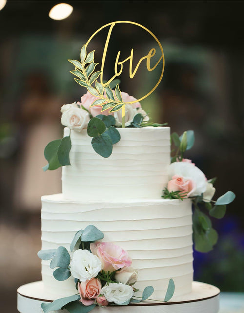 Load image into Gallery viewer, Party to Be Love Wedding Cake Topper Gold Acrylic Love 01 Design 02
