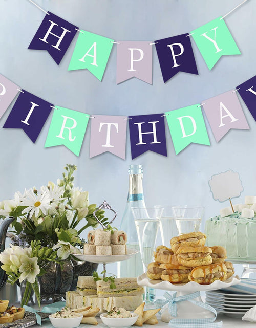 Load image into Gallery viewer, Imtively Happy Birthday Banner Purplish Paper Party Decoration
