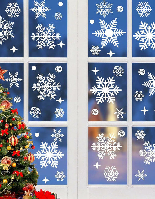 Load image into Gallery viewer, Uorybwanai 138Pcs Christmas Window Stickers Snowflakes Xmas Decals White
