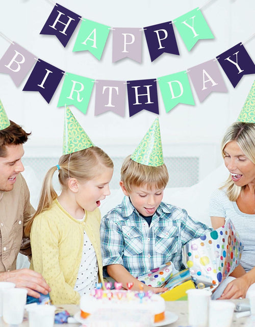 Load image into Gallery viewer, Imtively Happy Birthday Banner Purplish Paper Party Decoration
