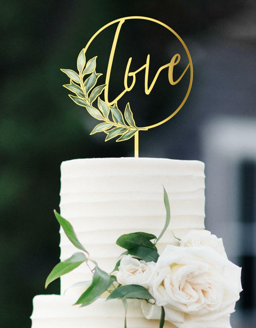 Load image into Gallery viewer, Party to Be Love Wedding Cake Topper Gold Acrylic Love 01 Design 02
