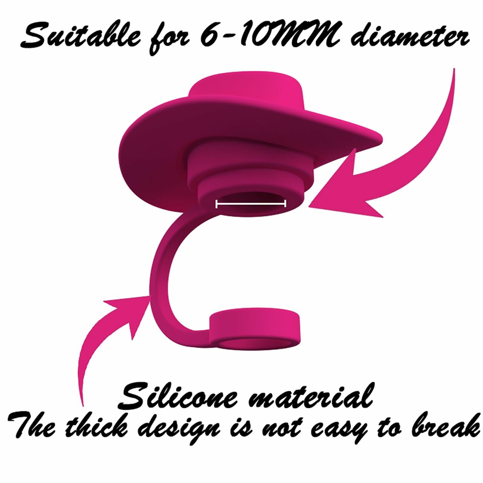 Zhoxod 6PCS Silicone Straw Covers Caps for 40oz Stanley Cups Cowboy Hat Color