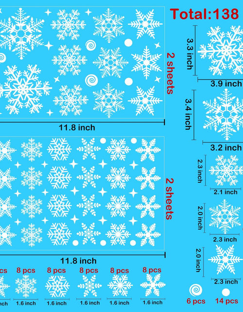 Load image into Gallery viewer, Uorybwanai 138Pcs Christmas Window Stickers Snowflakes Xmas Decals White
