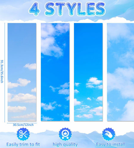 Ninehaoou School Locker Wallpaper 12x36in 4pcs Sunset Sky Clouds Fresh Color