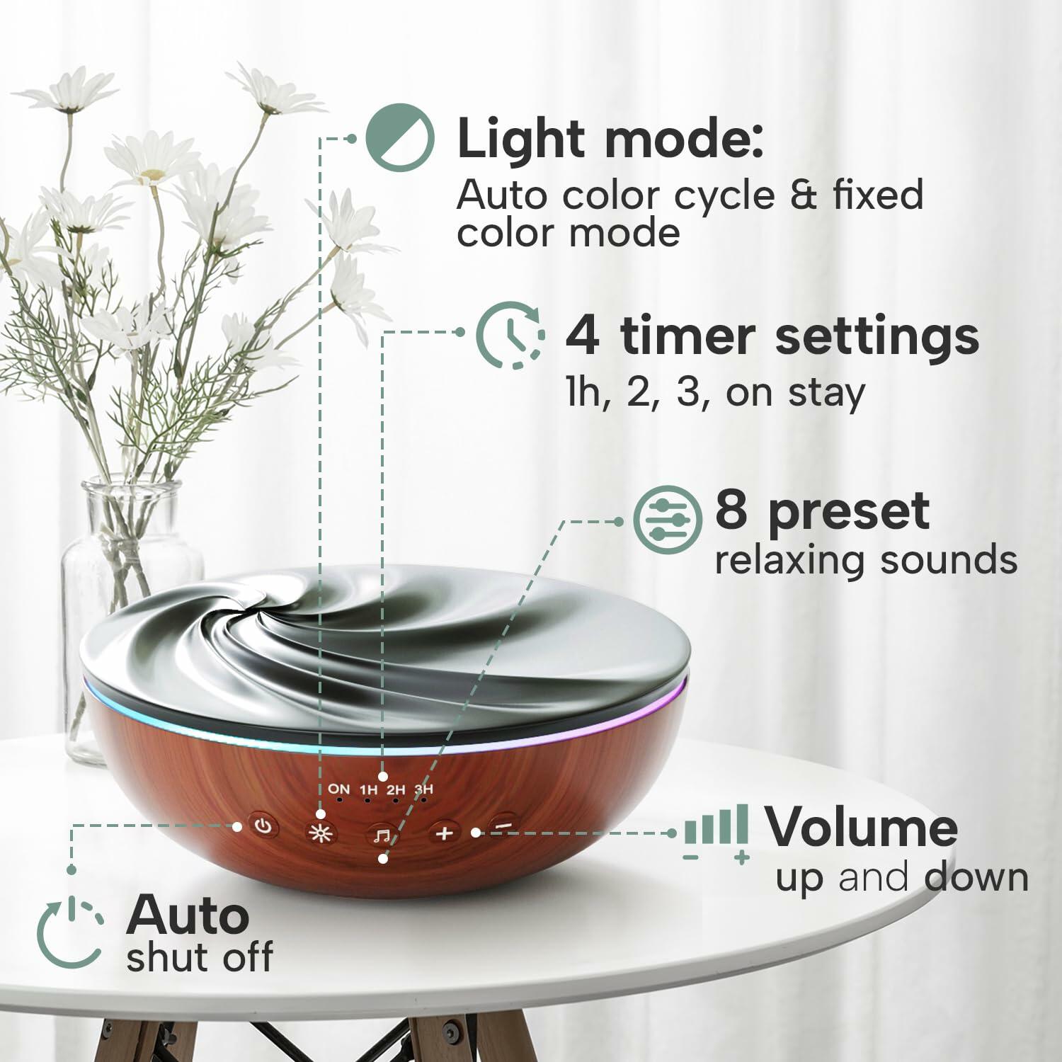 GRATIA NATURALS Aromatherapy Essential Oil Diffuser 500ml Oak Ultrasonic Mist
