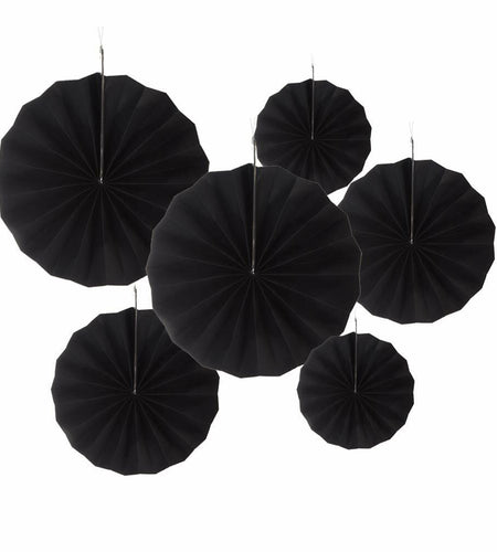 MOWO Black Green Paper Fans Jungle Tropical Party Decoration 12pc