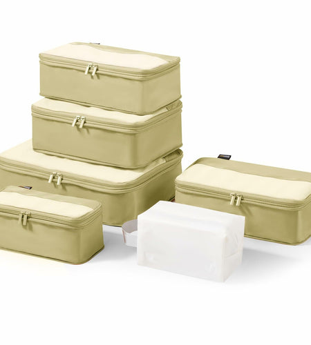SOARSAIL 6 Set Compression Packing Cubes Travel Luggage Organizer Yellow