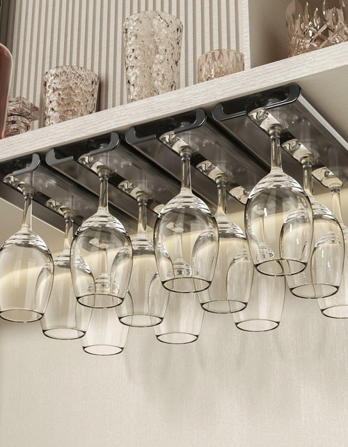 Load image into Gallery viewer, Vaisoeny 4Pack Wine Glass Holder Under Cabinet Stemware Rack Grey
