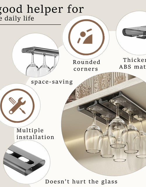 Load image into Gallery viewer, Vaisoeny 4Pack Wine Glass Holder Under Cabinet Stemware Rack Grey
