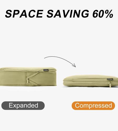 SOARSAIL 6 Set Compression Packing Cubes Travel Luggage Organizer Yellow