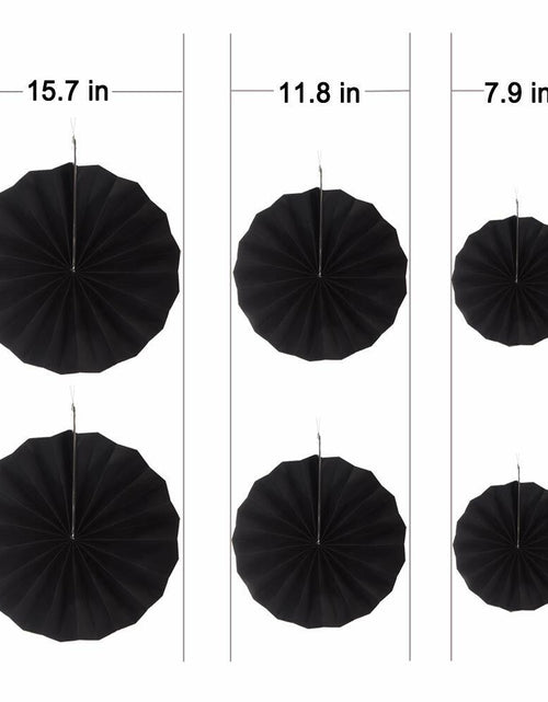 Load image into Gallery viewer, MOWO Black Green Paper Fans Jungle Tropical Party Decoration 12pc

