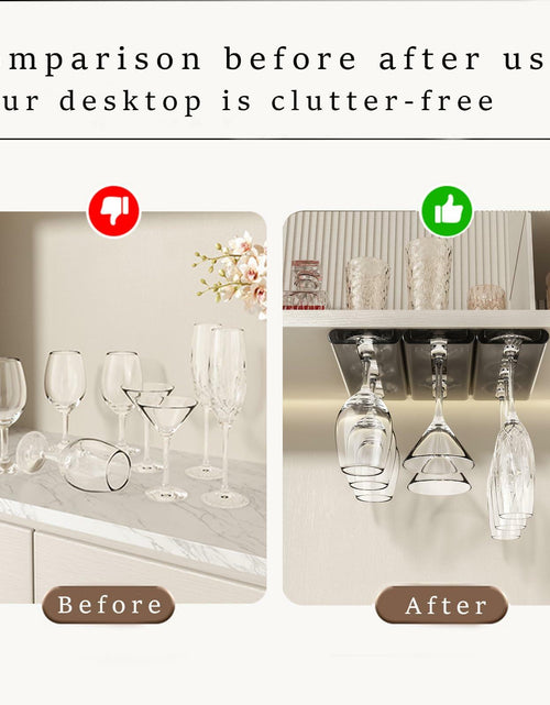 Load image into Gallery viewer, Vaisoeny 4Pack Wine Glass Holder Under Cabinet Stemware Rack Grey

