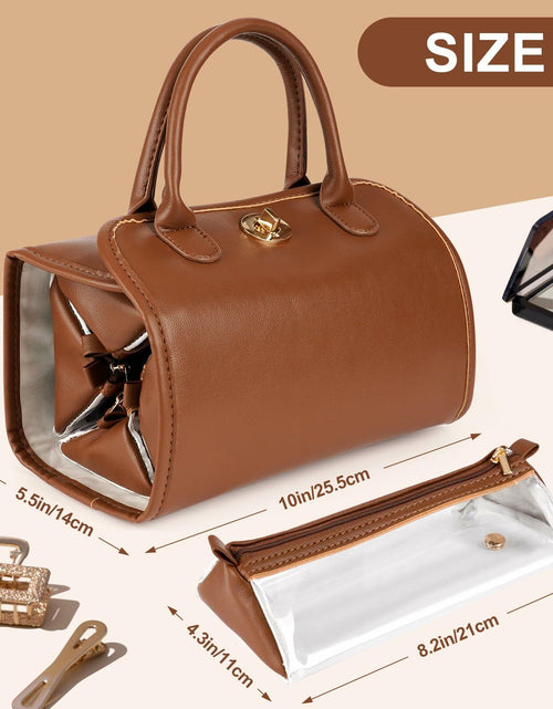 Load image into Gallery viewer, voioe Travel Makeup Organizer Bag Foldable Toiletry Large Capacity Brown
